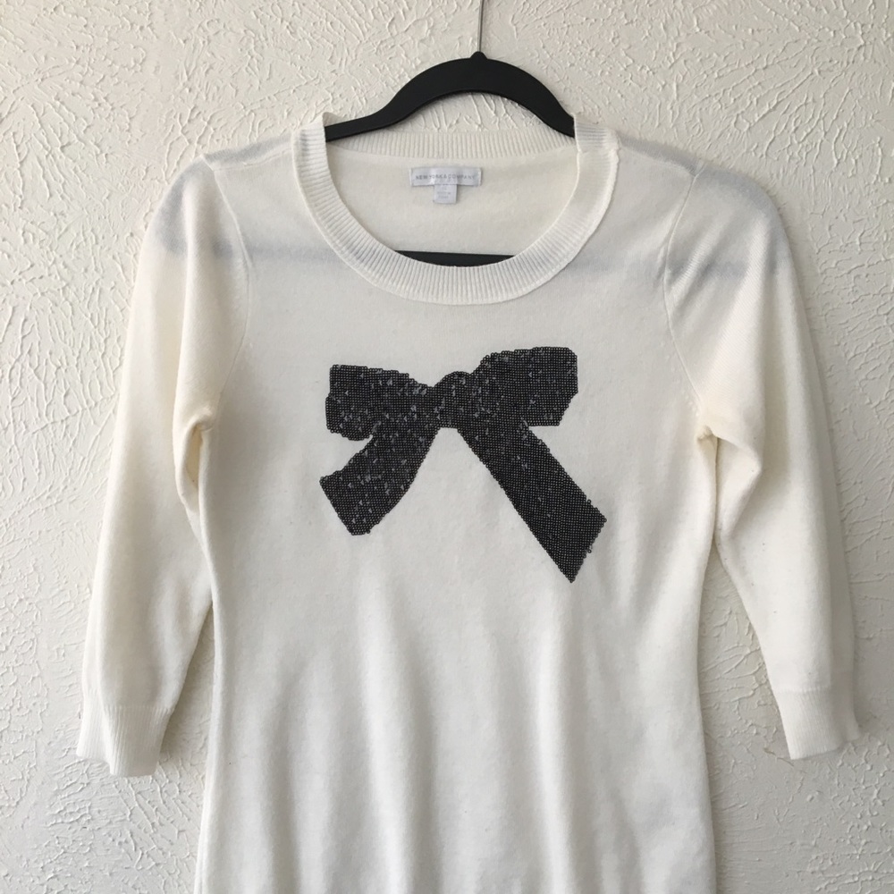 New York & Company Waverley Glitter Bow Sweater - Picture 2 of 5